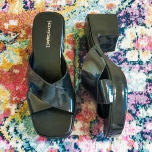 Jeffrey Campbell Bubblegum Black Jelly Slip-on Heels